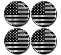 Biomar Labs 4 x 60mm Autocollant 3D Drapeau National Amérique Etats Unis USA United States America Noir Argent Silicone pour Cache-Moyeu Enjoliveurs Centre de Roue Caches Emblème A 9660