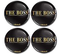 Biomar Labs® 4 x 68mm Autocollant 3D en Silicone pour Cache-Moyeu, Enjoliveurs, Centre de Roue Caches Emblème The Boss A 4768