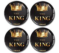Biomar Labs® 4 x 70mm Autocollant 3D en Silicone pour Cache-Moyeu, Enjoliveurs, Centre de Roue Caches Emblème The King A 4870