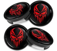 Biomar Labs 4 x Compatible avec Ford Enjoliveur Cache Moyeux Capuchon de Centre de Roue 54 mm 6M211003 pour Alliage Jantes Crâne Skull Noir Rouge CF 66