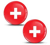 Biomar Labs Autocollant Drapeau Suisse Rond Voiture Moto 3D Lot de 2 F 261