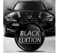 Biomar Labs Compatible avec BMW Emblème 51148132375 Plaque pour Avant Capot Arrière Coffre 82mm Argent Black Edition Logo EO 10