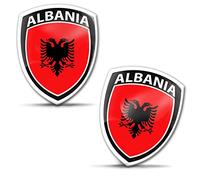 Biomar Labs Lot de 2 autocollants 3D en gel silicone pour voiture, moto, vélo, fenêtre, PC, tablette, ordinateur portable, albanie, drapeau albanais, drapeau F 215