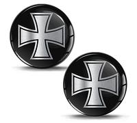 Biomar Labs Lot de 2 autocollants 3D gel silicone croix argent noir autocollant voiture moto vélo fenêtre téléphone portable ordinateur portable tablette porte KS 219