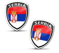 Biomar Labs Lot de 2 autocollants en silicone 3D pour voiture, moto, vélo, fenêtre, PC, tablette, ordinateur portable, serbe, drapeau de serbe, drapeau F 226