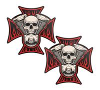 Biomar Labs® Lot de 2 autocollants en vinyle pour voiture, moto, vélo, casque, fenêtre, tuning, croix, tête de mort, feu B 47