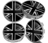 Biomar Labs Lot de 4 x 68 mm Cache-Moyeux Compatible avec BMW Centre de Roue 36136783536 pour Enjoliveurs Alliage Jantes Argent Noir Drapeau du Royaume-Uni UK Flag CBS 1