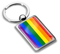 Biomar Labs® Nickel Métal Porte-clés Boite Cadeau Personnalisable Accessoires Cadeau pour Homme et Femme Drapeau National LGBT Rainbow Gay et Lesbienne Pride Unisex KK 253