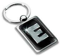 Biomar Labs® Porte-clé Lettres A-Z Initiales Personnalisable de L'alphabet Alphabet Accessoires Homme Femme Cadeau Lettre E Argent KK 83