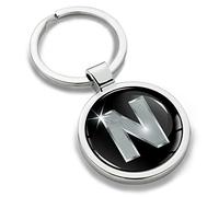 Biomar Labs® Porte-clé Lettres A-Z Initiales Personnalisable de L'alphabet Alphabet Accessoires Homme Femme Cadeau Lettre N Argent KK 14