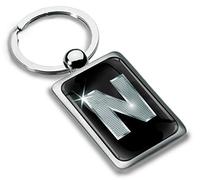 Biomar Labs® Porte-clé Lettres A-Z Initiales Personnalisable de L'alphabet Alphabet Accessoires Homme Femme Cadeau Lettre N Argent KK 92