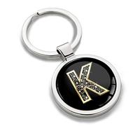 Biomar Labs® Porte-clé Lettres A-Z Initiales Personnalisable de L'alphabet Alphabet Accessoires Homme Femme Cadeau Lettre K Or KK 63