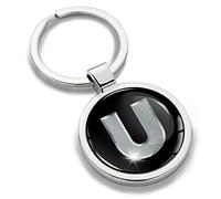 Biomar Labs® Porte-clé Lettres A-Z Initiales Personnalisable de L'alphabet Alphabet Accessoires Homme Femme Cadeau Lettre U Argent KK 21