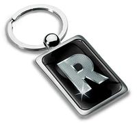 Biomar Labs® Porte-clé Lettres A-Z Initiales Personnalisable de L'alphabet Alphabet Accessoires Homme Femme Cadeau Lettre R Argent KK 96