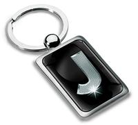Biomar Labs® Porte-clés en métal avec initiales de l'alphabet de A à Z - Argent - Cadeau pour homme et femme - Lettre J KK 88