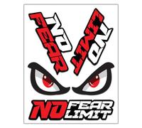 Biomar Labs Set (4pcs) Autocollants en Vinyle No Fear No Limit Eyes Yeux Stickers Decals pour Voiture Fenêtre Porte Moto Casque Vélo Ordinateur Portable Tuning D 45 New