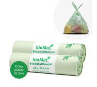 bioMat 20l kompostierbare und klimaneutrale Bioabfallbeutel mit Henkel (52 Biomüllbeutel)