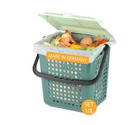 bioMat Airbox Poubelle à Compost pour la Cuisine, avec Sacs Compostables 10l (52 Sacs avec Poignée), Réduit Les Odeurs, Made in Germany