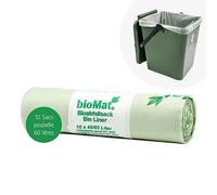 bioMat Sac Poubelle Compostable 60l, 10 sacs, Qualité Supérieure, Fabriqué en Allemagne