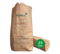 bioMat Sacs en papier compostables 120l en papier kraft, 25 sacs poubelle en papier pour la poubelle 1 couche, résistant à la déchirure, résistant à l'humidité