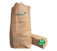 bioMat Sacs en Papier Compostables 120l en Papier Kraft, 50 Sacs pour Bac Bio, 1 Couche, Résistants à la Déchirure et à l’Humidité