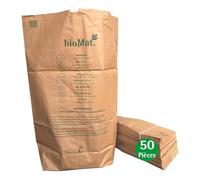 bioMat Sacs en Papier Compostables 240l en Papier Kraft, 50 Sacs pour Bac Bio, 1 Couche, Résistants à la Déchirure et à l’Humidité, Couleur Brun