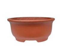 BIOMATA Pot de bonsaï en céramique pour Shohin 14,3 x 12 x 6,5 cm | Pot ovale en grès rouge | Pot pour bonsaï résistant à tous les climats | Pot en céramique avec drainage base plate