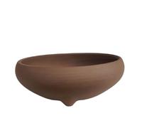 BIOMATA Pot de bonsaï rond en céramique 15,7 x 15,7 x 5,8 cm Fabriqué au Japon avec trou de drainage Couleur Grès sans émail Dimensions bouche 14 cm Arbre non inclus