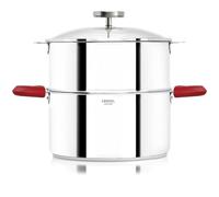 Cuit-vapeur inox Biome avec anses bakélite - Diamètre: 20 cm, Couleur de la poignée: Framboise