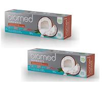 BIOMED Lot de 2 pâtes à tartiner super blanches sans fluorure à l'huile de noix de coco - 99 % ingrédients naturels - 100 g