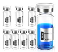 Biomed Solutions Lot de 8 flacons stériles vides scellés avec bouchon en caoutchouc butyle et fermeture à rabat, tubes en verre borosilicate de type 1, emballés individuellement (10 ml)