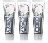 Dentifrice blanchissant Biomed Superwhite 97% naturel | Renforcement de l’émail | Saveur de noix de coco, végétalien, sans SLES 3x100 g