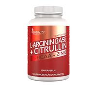 BIOMENTA L-ARGININE + CITRULLINE MALATE + BCAA | 3.500 mg L-ARGININE BASE + 1.000 mg MALATE DE CITRULLINE + 1.000 mg BCAA + ZINC | 150 Arginine Capsules