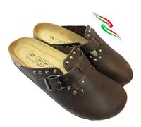 BIOMODEX CIABATTE Sabot clouté femme cuir véritable grainé SIBYLLA ROCK sangle réglable et semelle intérieure Soft - Fabriqué en Italie, T Moro Cuir, 39 EU
