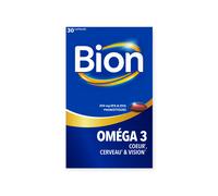 Bion3 Complément alimentaire Oméga 3 - Cœur, Cerveau & Vision, EPA/DHA, Probiotiques - 30 capsules