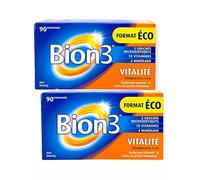 BION 3 Vitalité - 3 souches Microbiotiques, 10 Vitamines et 4 Minéraux - Format Eco 90 comprimés - Lot De 2 Boites