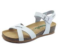BioNatura 12 Fregene IMB By Cast Blanc Sandales pour femme avec compensation basse en cuir (taille 36), Blanc, 36 EU
