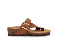 BioNatura Sandales Femme Tongs Cuir Marron Compensé 3cm, marron, 40 EU