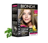 BIONDA Professional Coloration 7 Blond Naturel 200 ml Kératine | Duo malin 2x50 ml pour couvrir 100% des cheveux blancs et raviver les racines plus tard à la maison