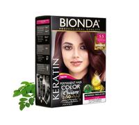 BIONDA Professional Coloration permanente pro 200ml - teinture maison longue durée, 100% couverture des cheveux blancs | crème colorante riche | kératine + moringa (5.5 Acajou)