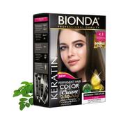 BIONDA Professional Coloration permanente pro 200ml - teinture maison longue durée, 100% couverture des cheveux blancs | crème colorante riche | kératine + moringa (4.3 Brun doré)