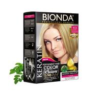 BIONDA Professional Coloration permanente pro 200ml - teinture maison longue durée, 100% couverture des cheveux blancs | crème colorante riche | kératine + moringa (9.3 Blond clair doré)