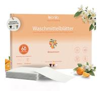 Bionilo Feuilles de lessive « Blumentraum » - 60 lavages - Végétalien sans plastique biodégradable - Durable et respectueux de l'environnement - Compact - Format voyage - Lessive Feuilles