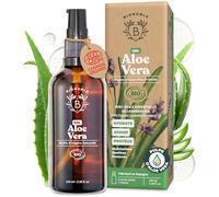 BIONOBLE Gel Aloe Vera Bio 97% avec Huile Essentielle de Lavande - Gel Aloe Vera Cheveux Bouclés 100% Pur Pulpe - Hydrate, Apaise - Visage, Coup de Soleil, Corps, Rasage - Flacon Verre, Pompe - 100ml