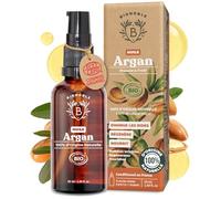 BIONOBLE Huile d'Argan Bio 100% Pure, Pressée à Froid au Maroc - Répare et Nourrit, Anti-Âge - Huile Argan Cheveux, Visage, Corps - Vegan, Sans Hexane - Flacon Verre avec Pipette et Pompe - 50ml