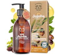BIONOBLE Huile de Jojoba Bio Pressée à Froid 100% Pure - Équilibre le Sébum, Adoucit, Anti-Acné - Huile Jojoba Cheveux, Visage et Corps - Vegan Oil - Flacon Verre avec Pompe - 200ml