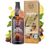 Bionoble Huile de Jojoba Bio 100ml + Pipette et Pompe - Bouteille en Verre - 100% Pure, Naturelle, Pressée à Froid - Huile de Jojoba pour Cheveux Visage Corps - Vegan Jojoba Oil, Huile Jojoba Bio