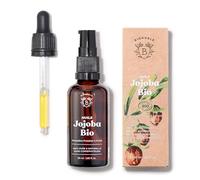 BIONOBLE Huile de Jojoba Bio Pressée à Froid 100% Pure - Équilibre le Sébum, Adoucit, Anti-Acné - Huile Jojoba Cheveux, Visage et Corps - Vegan Oil - Flacon Verre avec Pompe et Pipette - 50ml