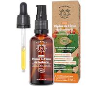 BIONOBLE Huile de Pépin de Figue de Barbarie Bio, Pure, Pressée à Froid - Anti-Âge, Diminue Rides, Cernes, Poches - Huile de Figue de Barbarie Bio Visage - Flacon Verre, Pipette, Pompe - 50ml