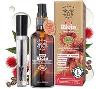 Bionoble Huile de Ricin Bio 100ml + Kit Mascara, Pipette et Pompe - Bouteille en Verre - Pure, Naturelle, Pressée à Froid - Huile de Ricin pour Cheveux Cils Sourcils - Castor Oil